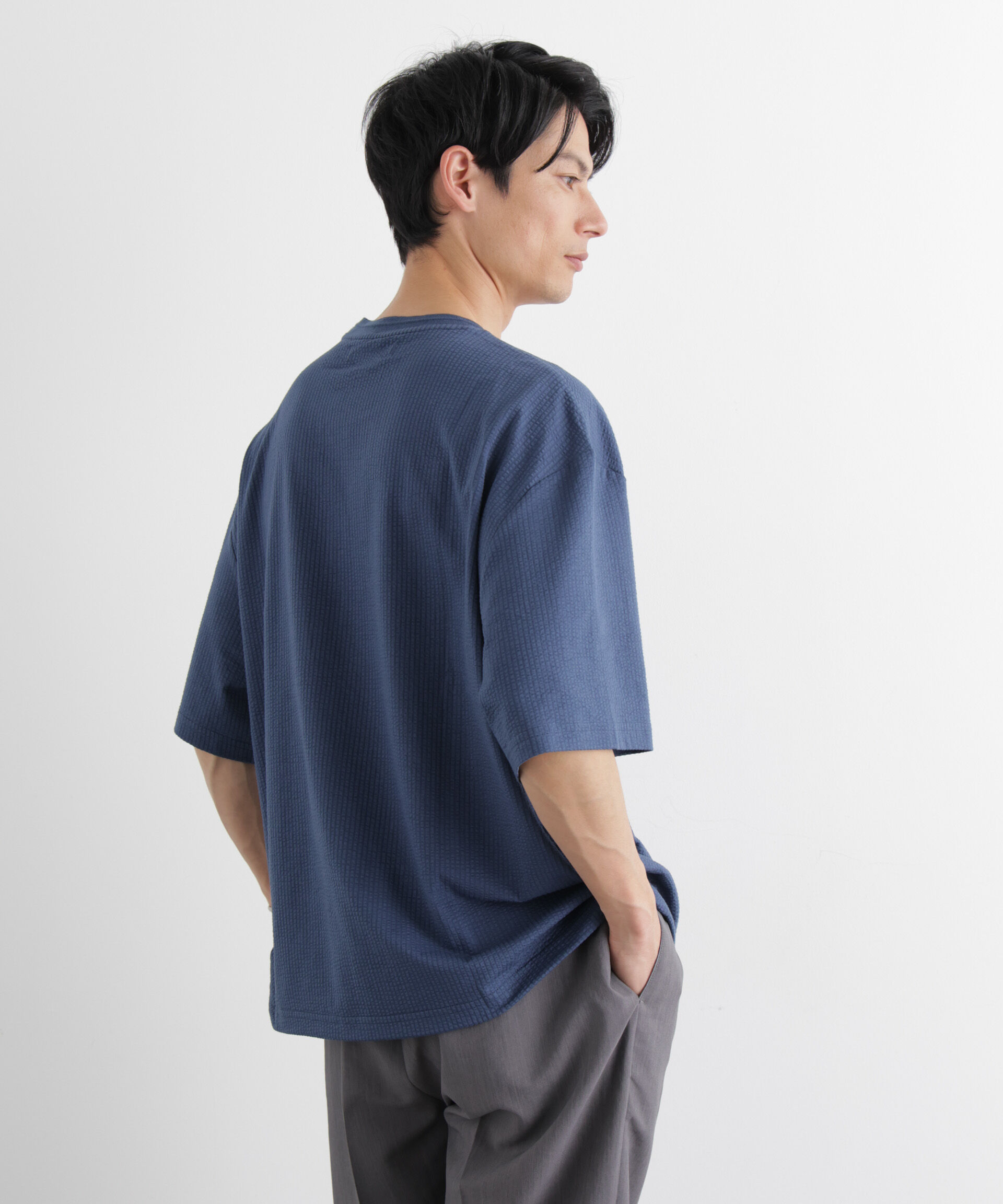 nano･universe「シルケットサッカーワイドTシャツ 半袖」|Tシャツ・カットソー|