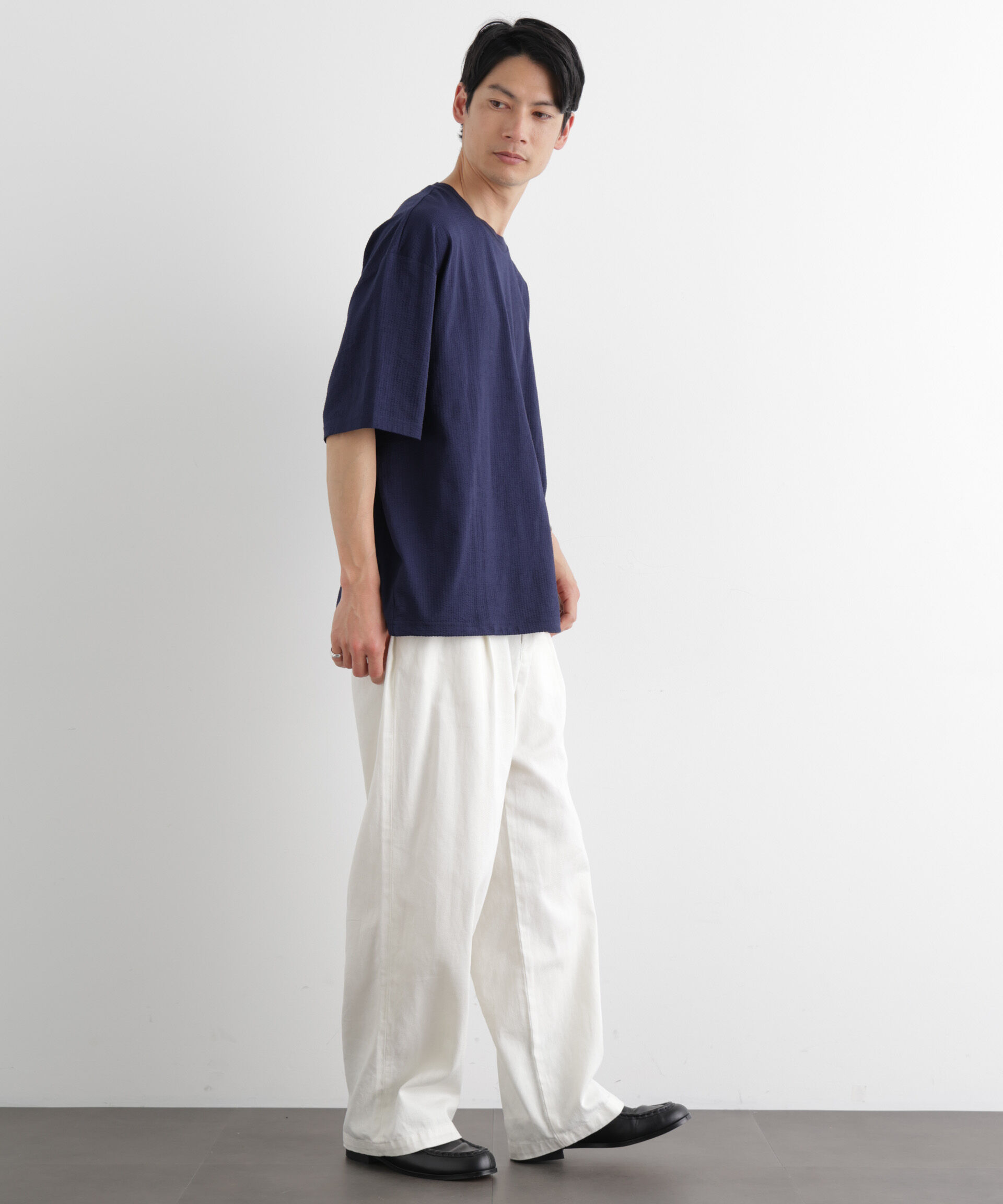 nano･universe「シルケットサッカーワイドTシャツ 半袖」|Tシャツ・カットソー|