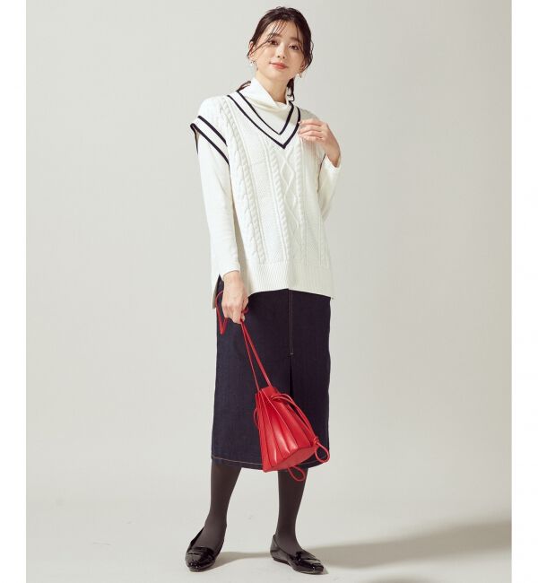 組曲「【洗える】CO/NY ミックスケーブル Vニット」|ニット・セーター|