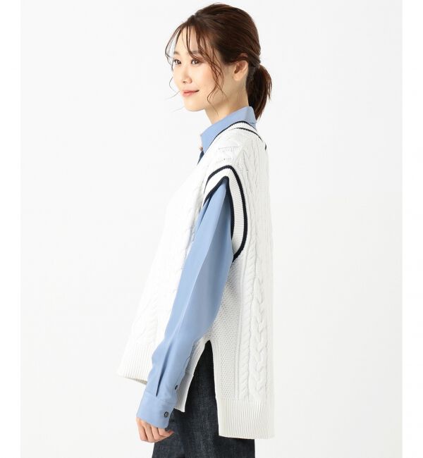 組曲「【洗える】CO/NY ミックスケーブル Vニット」|ニット・セーター|