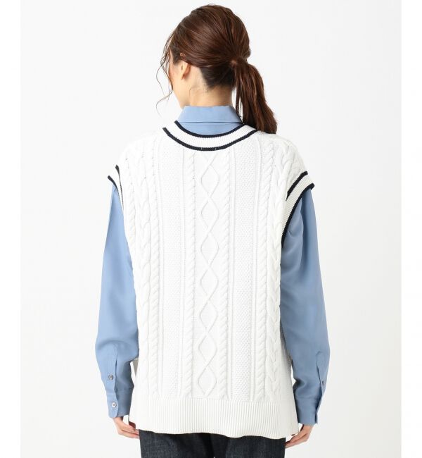 組曲「【洗える】CO/NY ミックスケーブル Vニット」|ニット・セーター|