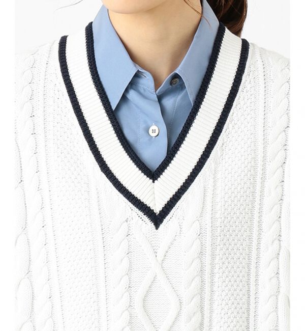 組曲「【洗える】CO/NY ミックスケーブル Vニット」|ニット・セーター|