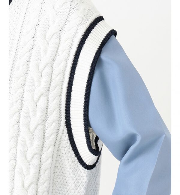 組曲「【洗える】CO/NY ミックスケーブル Vニット」|ニット・セーター|