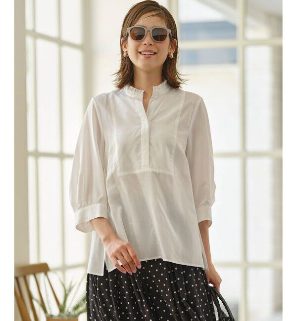 組曲「【WEB限定】ナイロンレーヨン スキッパーブラウス」|シャツ・ブラウス|