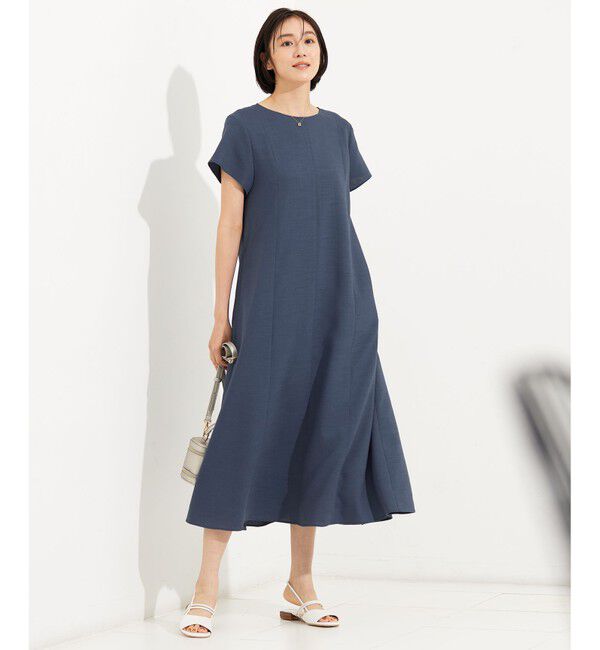 自由区「【カタログ掲載・接触冷感・UVカット・洗える】リネンミックスツィル ワンピース」|ワンピース|