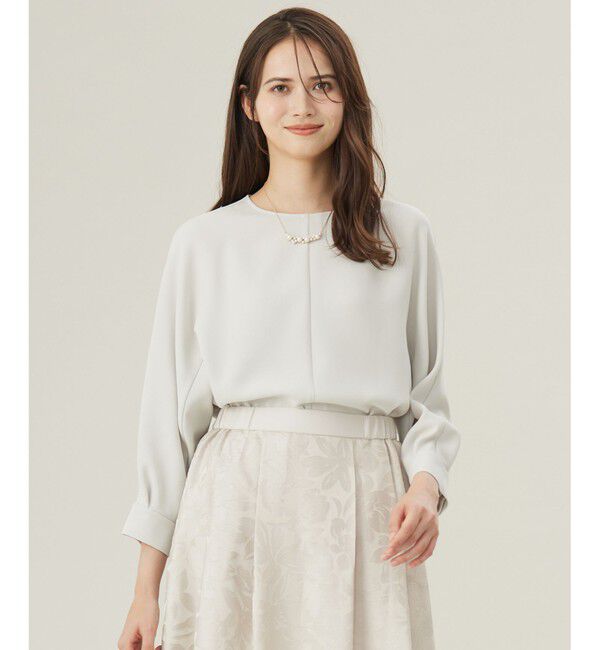 自由区「【きれいめの定番・カタログ掲載・セットアップ対応・セレモニー・通勤】トリアセダブルクロス ブラウス」|シャツ・ブラウス|ベージュ