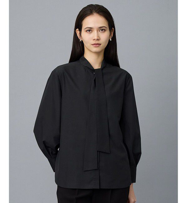 自由区「【カタログ掲載】ナチュラルタッチボウタイ ブラウス」|シャツ・ブラウス|ブラック