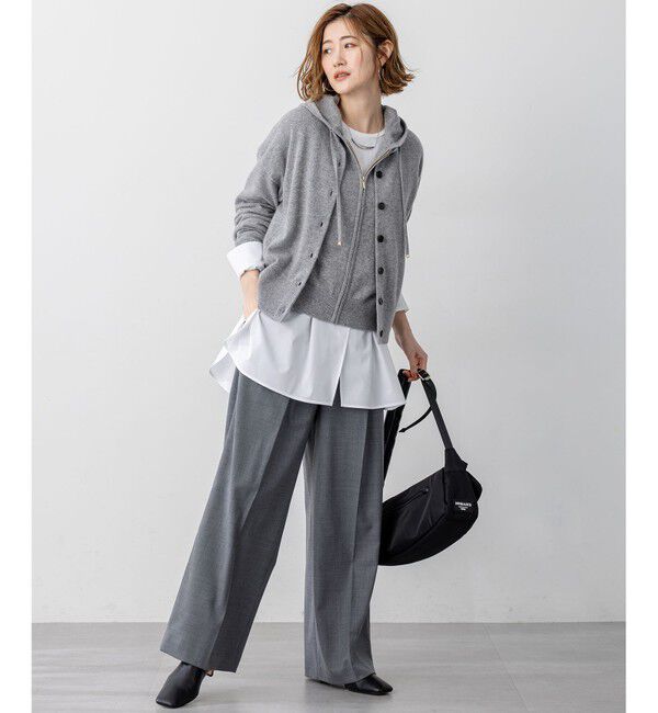 23区「【見上愛さん着用/洗える】ピュアカシミヤ ジップアップ ニット パーカー」|パーカー|