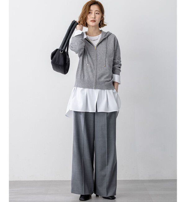 23区「【見上愛さん着用/洗える】ピュアカシミヤ ジップアップ ニット パーカー」|パーカー|