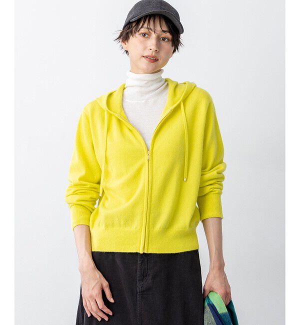23区「【見上愛さん着用/洗える】ピュアカシミヤ ジップアップ ニット パーカー」|パーカー|イエロー系