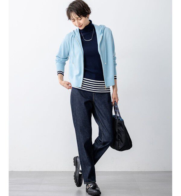 23区「【見上愛さん着用/洗える】ピュアカシミヤ ジップアップ ニット パーカー」|パーカー|