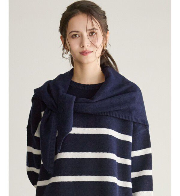 23区「【SLOW/一部店舗限定】ソフトウール ニット ストール」|ストール|ネイビー系