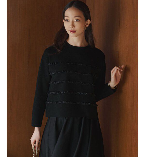 23区「【WEB&一部店舗限定/滝沢眞規子さん着用】フリルボーダー ニット」|ニット・セーター|ブラック系