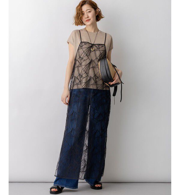 23区「【見上愛さん着用】刺繍レース キャミソールワンピース」|ワンピース|