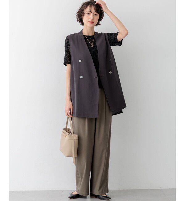 23区「リンクルレースジャージー 5分袖 TEE」|Tシャツ・カットソー|