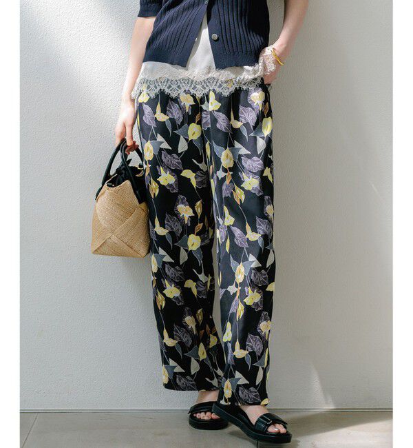 23区「カラーリリープリント ワイド パンツ」|その他|ブラック系
