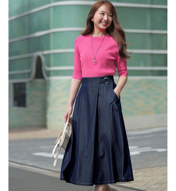 ANY SIS「シャンブレーベルテッド スカート」|スカート|