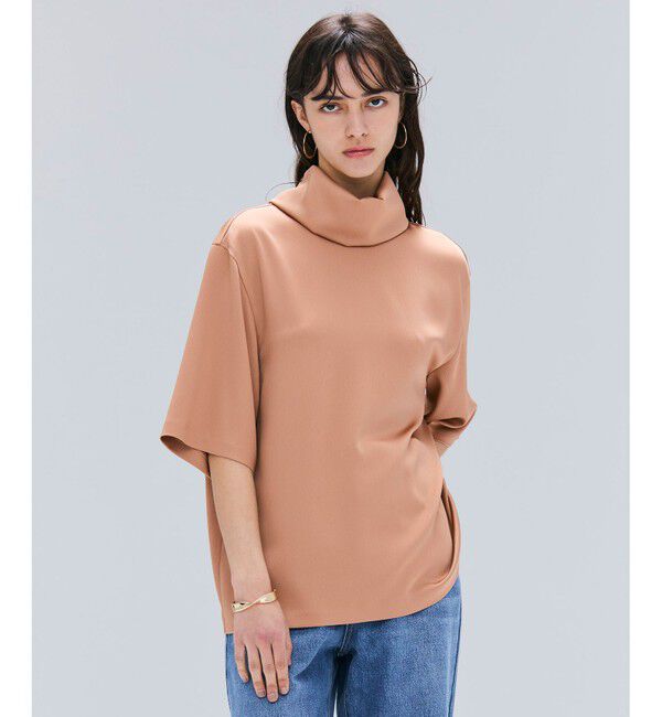 BEIGE,「【洗える・Precious 11月号掲載】LLOYD / ハンマーサテンロールカラー半袖ブラウス」|シャツ・ブラウス|Coral