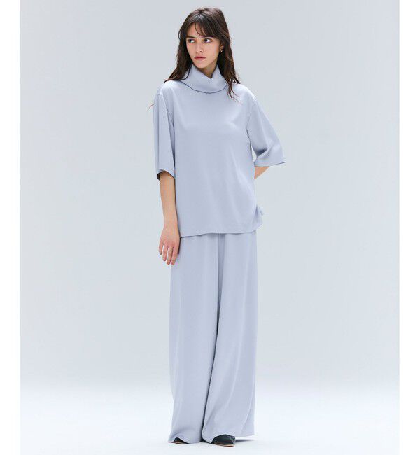 BEIGE,「【洗える・Precious 11月号掲載】LLOYD / ハンマーサテンロールカラー半袖ブラウス」|シャツ・ブラウス|