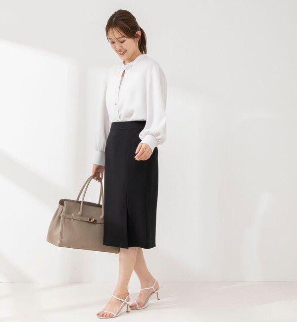 NOLLEY'S sophi「《セットアップ対応》撥水ダブルクロスサイドスリットスカート」|タイト|
