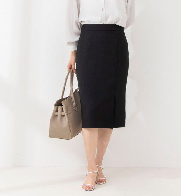 NOLLEY'S sophi「《セットアップ対応》撥水ダブルクロスサイドスリットスカート」|タイト|