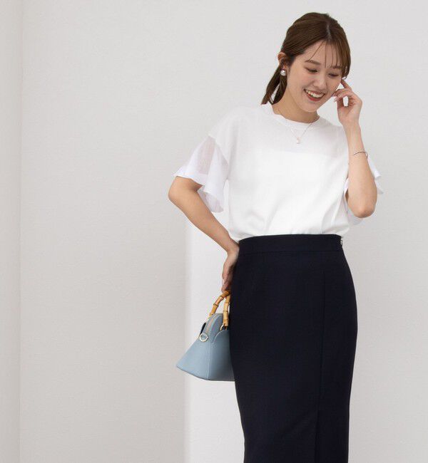 NOLLEY'S sophi「《セットアップ対応》ウォッシャブル撥水ダブルクロスサイドスリットスカート」|タイト|