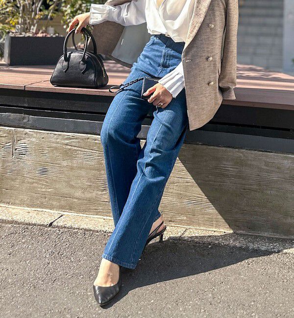 Rie Miller「【RM denim】センタープレスハイウエストデニム」|デニム|インディゴブルー