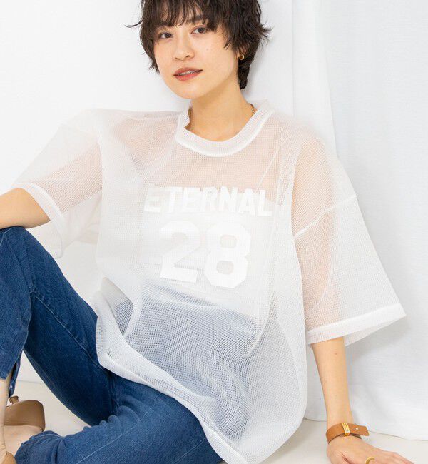 Rie Miller「ダンボールメッシュプリントTシャツ」|Tシャツ・カットソー|