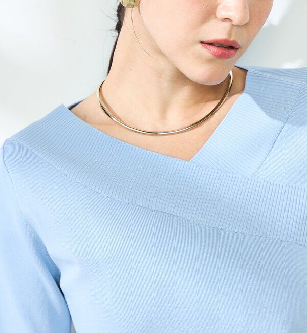 NOLLEY'S sophi「《手洗い可能》カシュクール風5分袖プルオーバーニット」|ニット・セーター|