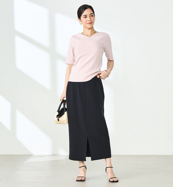 NOLLEY'S sophi「《手洗い可能》カシュクール風5分袖プルオーバーニット」|ニット・セーター|