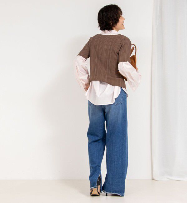 Rie Miller「《手洗い可能》ランダムテレコ2WAYカーディガン」|カーディガン|