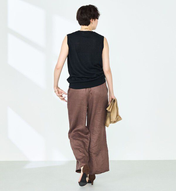 NOLLEY'S「《アンサンブル対応》《手洗い可能》フレンチリネンノースリーブプルオーバーニット」|ニット・セーター|