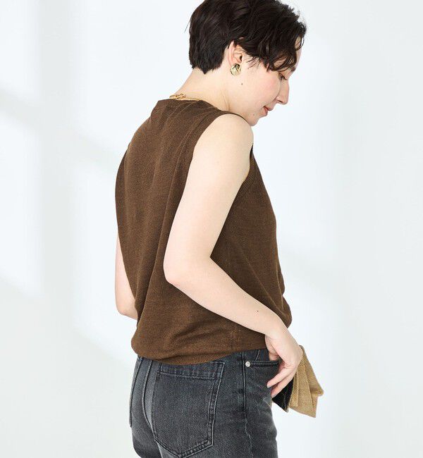 NOLLEY'S「《アンサンブル対応》《手洗い可能》フレンチリネンノースリーブプルオーバーニット」|ニット・セーター|