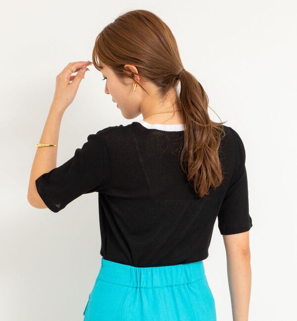 NOLLEY'S sophi「シアー配色トリミング半袖Tシャツ」|Tシャツ・カットソー|