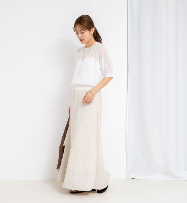 NOLLEY'S「《手洗い可能》《アンサンブル対応》シアーラメ天竺5分袖プルオーバーニット」|ニット・セーター|