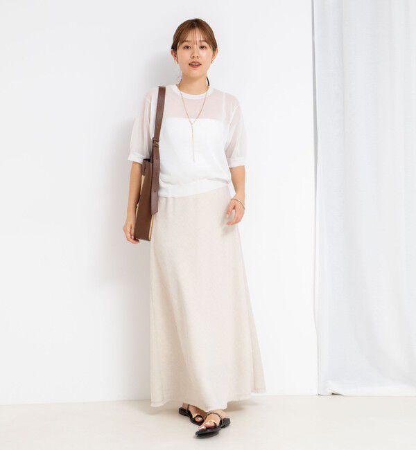 NOLLEY'S「《手洗い可能》《アンサンブル対応》シアーラメ天竺5分袖プルオーバーニット」|ニット・セーター|