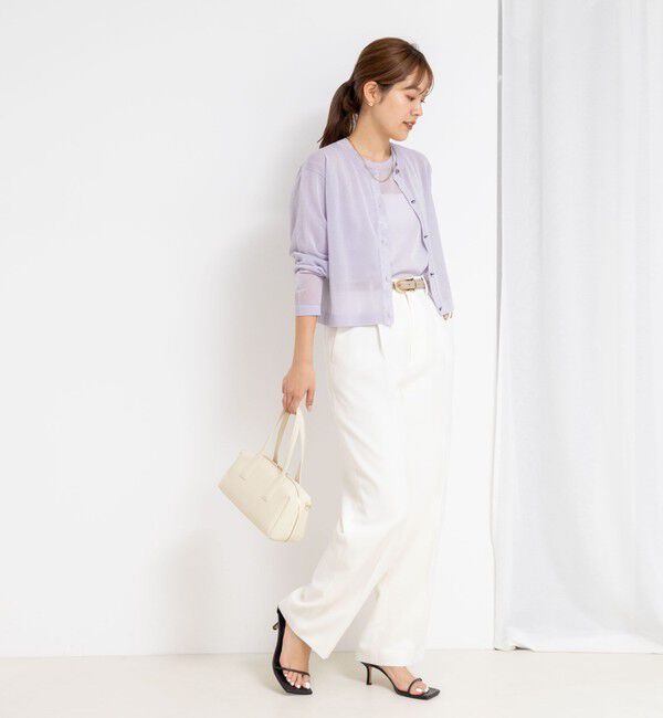 NOLLEY'S「《手洗い可能》《アンサンブル対応》シアーラメ天竺5分袖プルオーバーニット」|ニット・セーター|