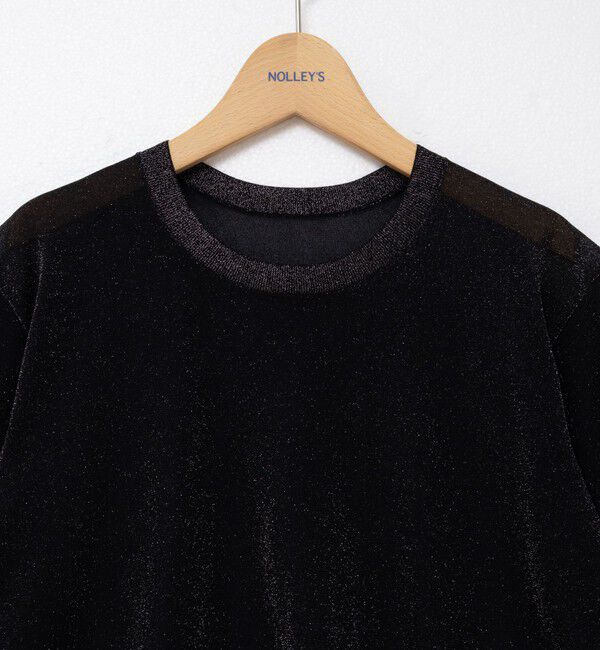 NOLLEY'S「《手洗い可能》《アンサンブル対応》シアーラメ天竺5分袖プルオーバーニット」|ニット・セーター|