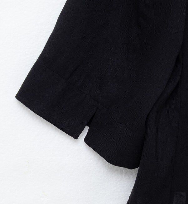 NOLLEY'S「ウォッシャブルリネン風シアー5分袖ジャケット」|ノーカラージャケット|