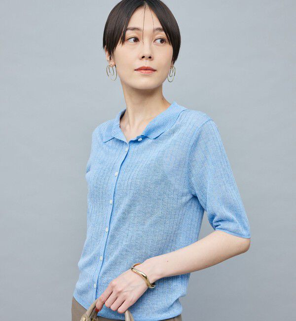 NOLLEY'S sophi「《手洗い可能》ワイドリブシアーポロ衿カーディガン」|カーディガン|