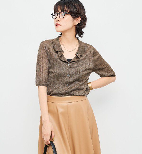 NOLLEY'S sophi「《手洗い可能》ワイドリブシアーポロ衿カーディガン」|カーディガン|