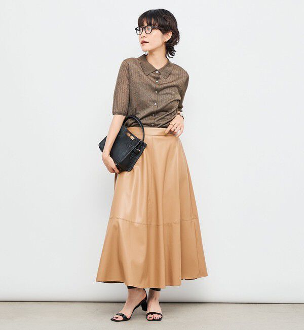 NOLLEY'S sophi「《手洗い可能》ワイドリブシアーポロ衿カーディガン」|カーディガン|