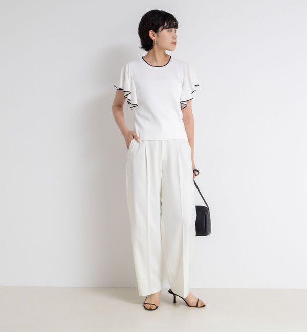 NOLLEY'S sophi「《手洗い可能》袖フリル配色プルオーバーニット」|ニット・セーター|