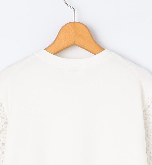 NOLLEY'S「《手洗い可能》フラワー刺繍生地袖クルーネックカーディガン」|カーディガン|