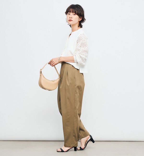 NOLLEY'S「《手洗い可能》フラワー刺繍生地袖クルーネックカーディガン」|カーディガン|