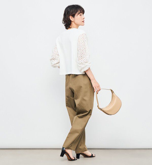 NOLLEY'S「《手洗い可能》フラワー刺繍生地袖クルーネックカーディガン」|カーディガン|