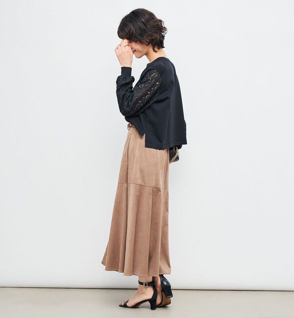 NOLLEY'S「《手洗い可能》フラワー刺繍生地袖クルーネックカーディガン」|カーディガン|