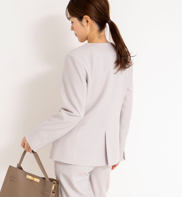 NOLLEY'S「《セットアップ対応》ウォッシャブルサージストレッチVネックジャケット」|ノーカラージャケット|