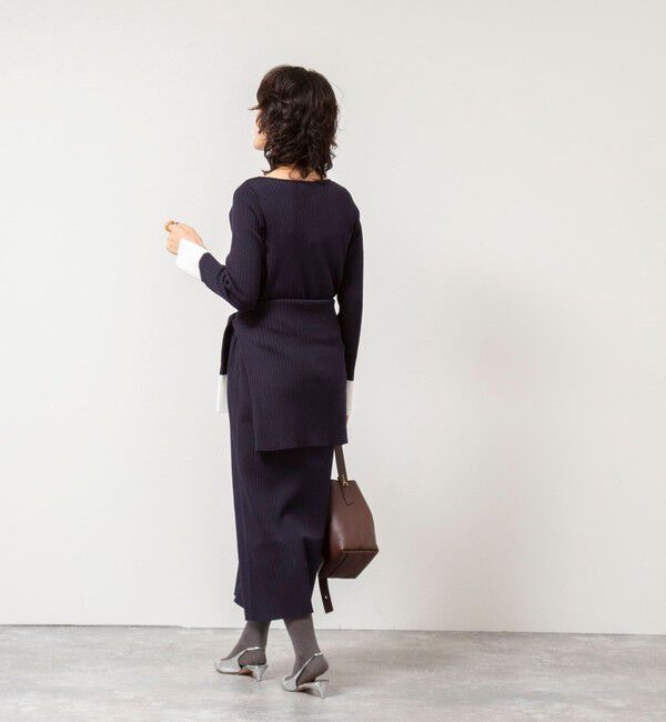 NOLLEY'S sophi「《手洗い可能》ウール混ワイドリブ袖口配色ロングワンピース」|ワンピース|