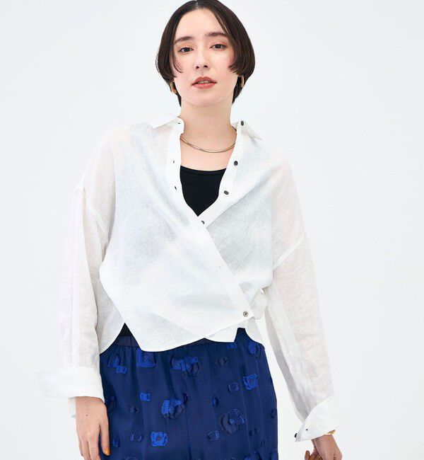 NOLLEY'S「MY STANDARD マルチWAYリネンショートシャツ」|シャツ・ブラウス|ホワイト